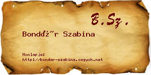 Bondár Szabina névjegykártya