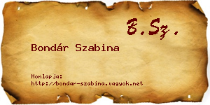 Bondár Szabina névjegykártya